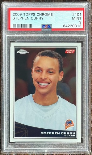 Stephen Curry, 2009 Topps Chrome #101, photographed PSA 9 slab