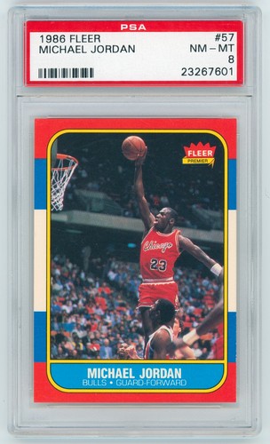Michael Jordan, 1986 Fleer #57, photographed PSA 8 slab