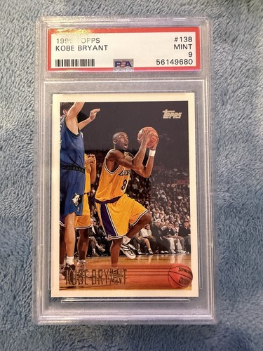 Kobe Bryant, 1996 Topps #138, photographed PSA 9 slab