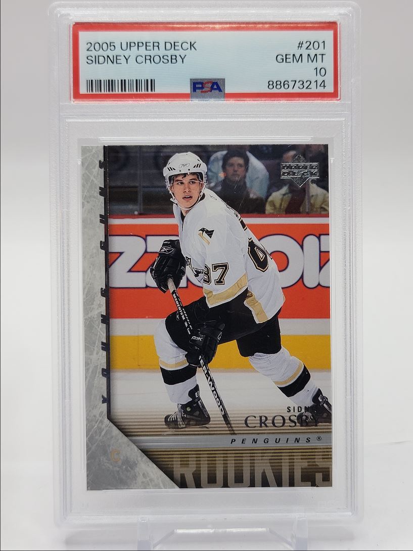 Sidney Crosby, 2005 Upper Deck Young Guns #201, photographed PSA 10 slab
