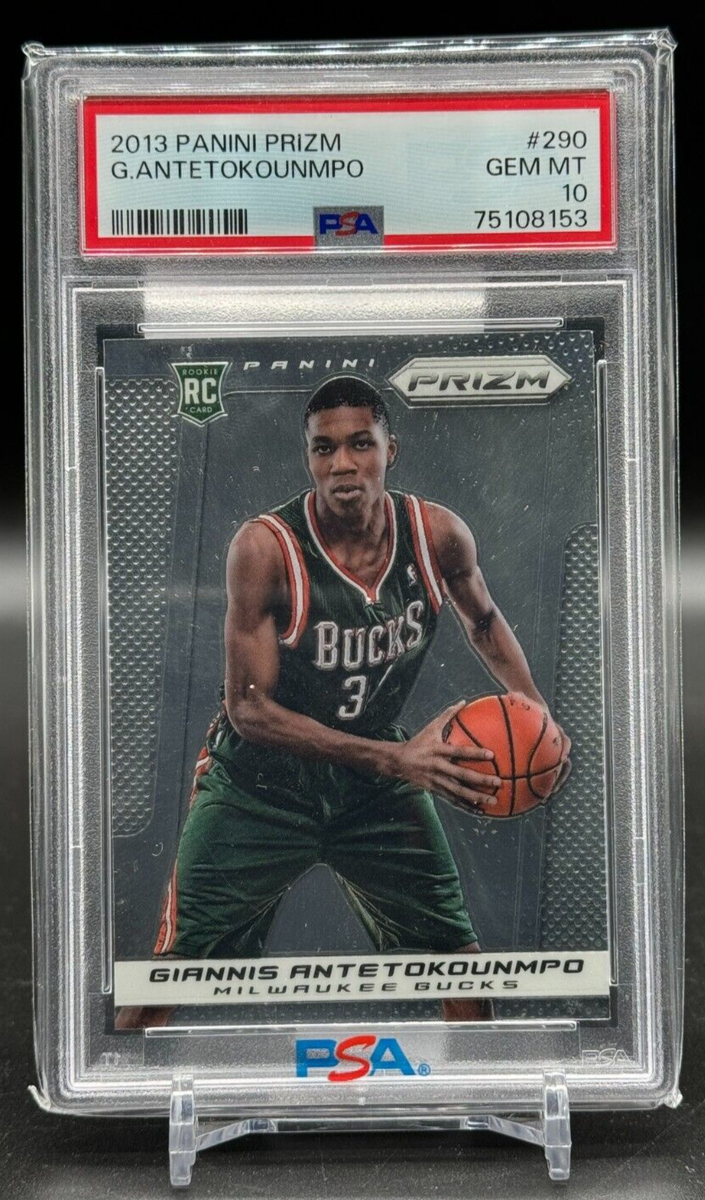 Giannis Antetokounmpo, 2013 Panini Prizm #290, photographed PSA 10 slab