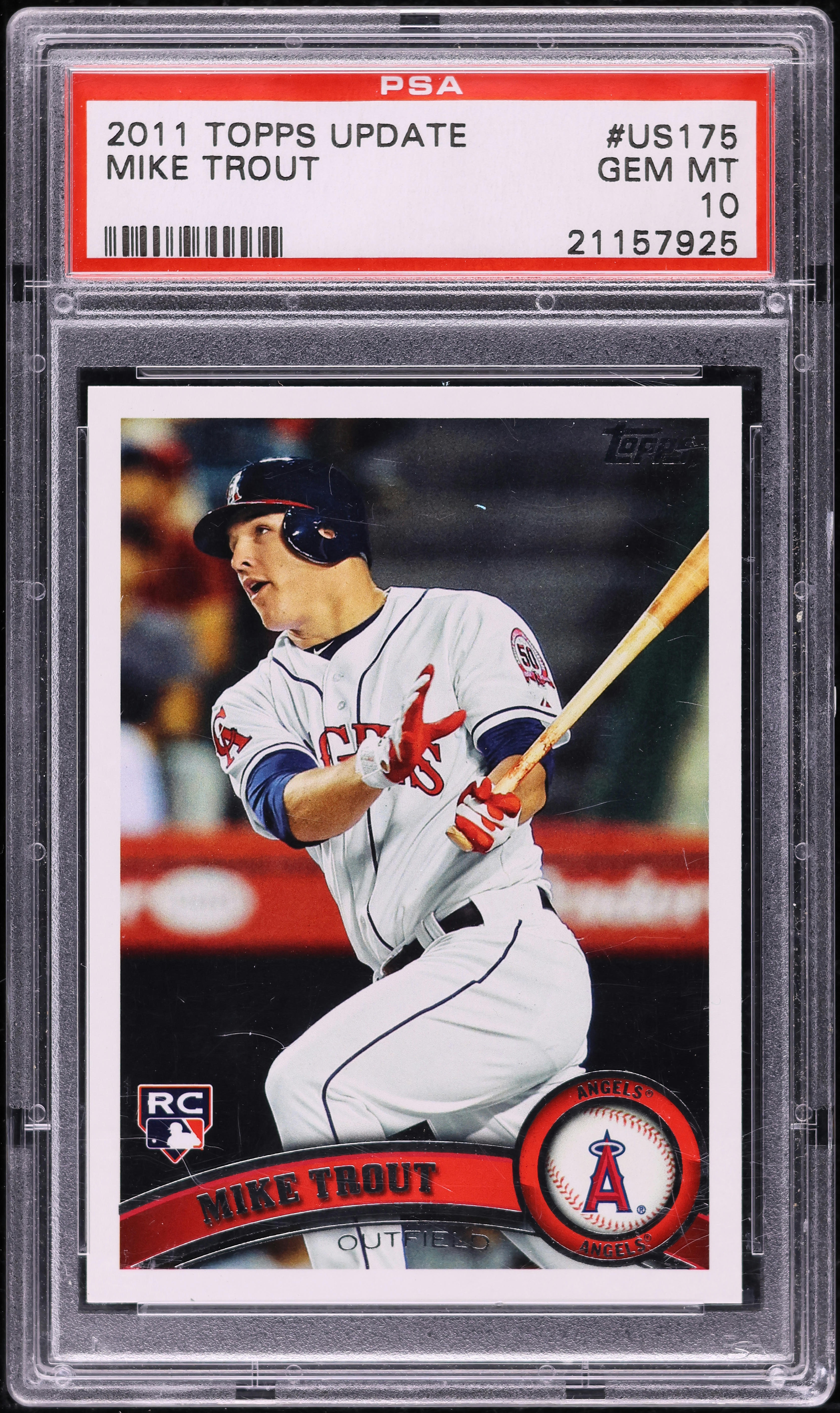 Mike Trout, 2011 Topps Update #US175, photographed PSA 10 slab